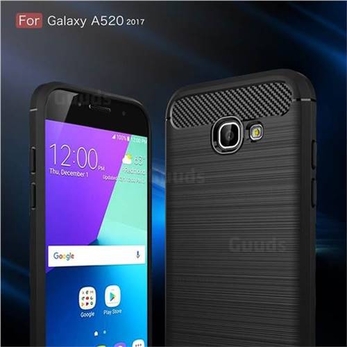 Luxury Carbon Fiber Brushed Wire Drawing Silicone TPU Back Cover for Samsung Galaxy A5 2017 A520 (Black)
