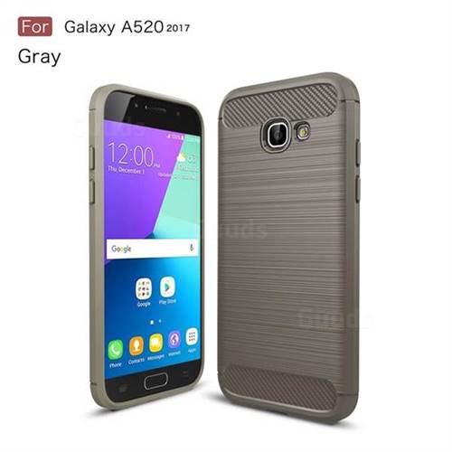 Luxury Carbon Fiber Brushed Wire Drawing Silicone TPU Back Cover for Samsung Galaxy A5 2017 A520 (Gray)