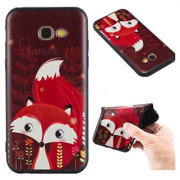 Red Fox 3D Embossed Relief Black TPU Back Cover for Samsung Galaxy A5 2017 A520