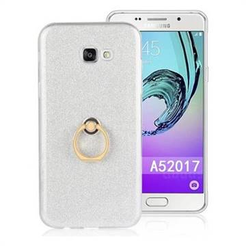 Luxury Soft TPU Glitter Back Ring Cover with 360 Rotate Finger Holder Buckle for Samsung Galaxy A5 2017 A520 - White