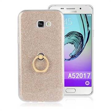 Luxury Soft TPU Glitter Back Ring Cover with 360 Rotate Finger Holder Buckle for Samsung Galaxy A5 2017 A520 - Golden