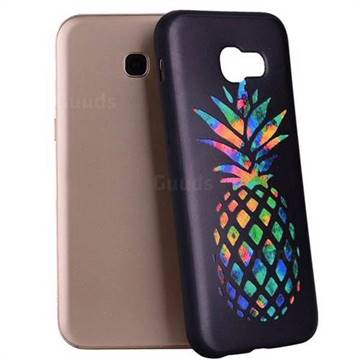 Colorful Pineapple 3D Embossed Relief Black Soft Back Cover for Samsung Galaxy A5 2017 A520