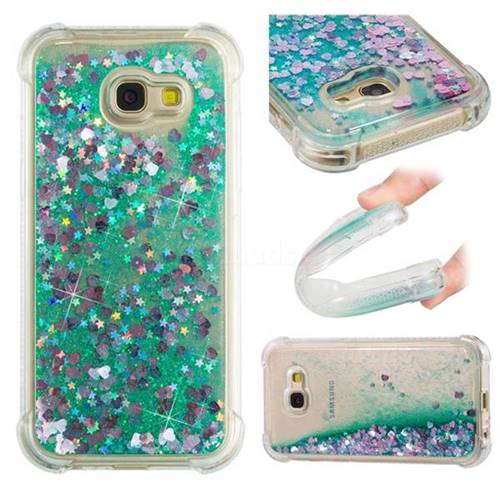 Dynamic Liquid Glitter Sand Quicksand TPU Case for Samsung Galaxy A5 2017 A520 - Green Love Heart