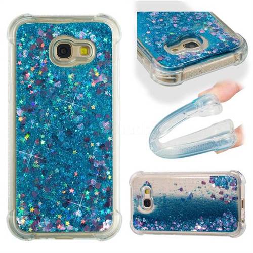 Dynamic Liquid Glitter Sand Quicksand TPU Case for Samsung Galaxy A5 2017 A520 - Blue Love Heart