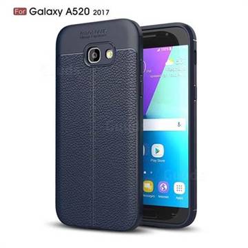 Luxury Auto Focus Litchi Texture Silicone TPU Back Cover for Samsung Galaxy A5 2017 A520 - Dark Blue