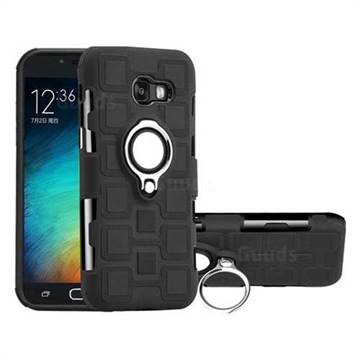 Ice Cube Shockproof PC + Silicon Invisible Ring Holder Phone Case for Samsung Galaxy A5 2017 A520 - Black