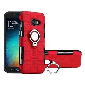 Ice Cube Shockproof PC + Silicon Invisible Ring Holder Phone Case for Samsung Galaxy A5 2017 A520 - Red