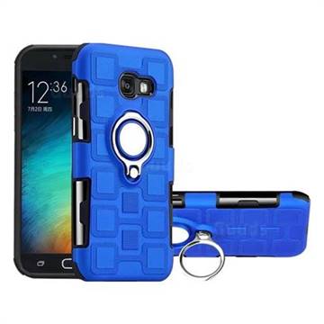 Ice Cube Shockproof PC + Silicon Invisible Ring Holder Phone Case for Samsung Galaxy A5 2017 A520 - Dark Blue