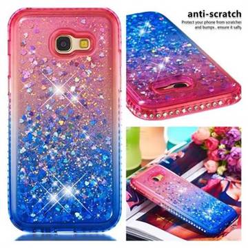 Diamond Frame Liquid Glitter Quicksand Sequins Phone Case for Samsung Galaxy A5 2017 A520 - Pink Blue