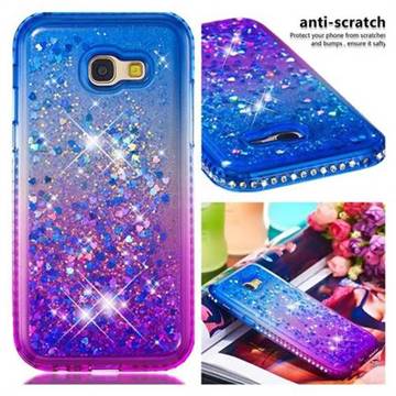 Diamond Frame Liquid Glitter Quicksand Sequins Phone Case for Samsung Galaxy A5 2017 A520 - Blue Purple