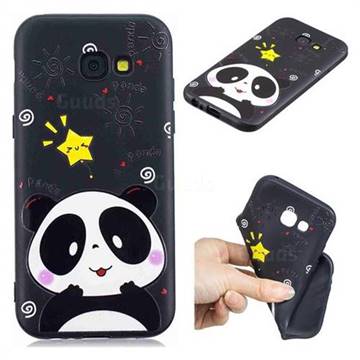 Cute Bear 3D Embossed Relief Black TPU Cell Phone Back Cover for Samsung Galaxy A5 2017 A520