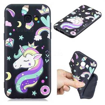 Candy Unicorn 3D Embossed Relief Black TPU Cell Phone Back Cover for Samsung Galaxy A5 2017 A520