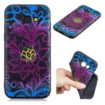 Colorful Lace 3D Embossed Relief Black TPU Cell Phone Back Cover for Samsung Galaxy A5 2017 A520