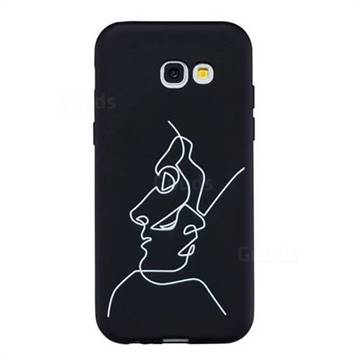 Human Face Stick Figure Matte Black TPU Phone Cover for Samsung Galaxy A5 2017 A520