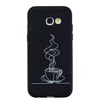 Coffee Cup Stick Figure Matte Black TPU Phone Cover for Samsung Galaxy A5 2017 A520