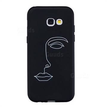 Half face Stick Figure Matte Black TPU Phone Cover for Samsung Galaxy A5 2017 A520