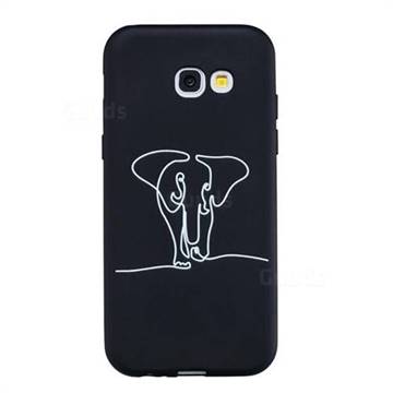 Elephant Stick Figure Matte Black TPU Phone Cover for Samsung Galaxy A5 2017 A520