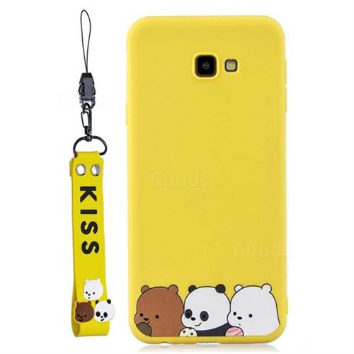 Yellow Bear Family Soft Kiss Candy Hand Strap Silicone Case for Samsung Galaxy A5 2017 A520