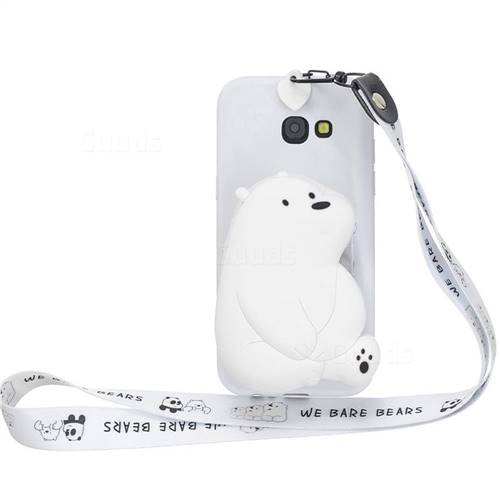 White Polar Bear Neck Lanyard Zipper Wallet Silicone Case for Samsung Galaxy A5 2017 A520