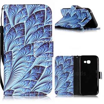 Blue Feather Leather Wallet Phone Case for Samsung Galaxy A5 2017 A520