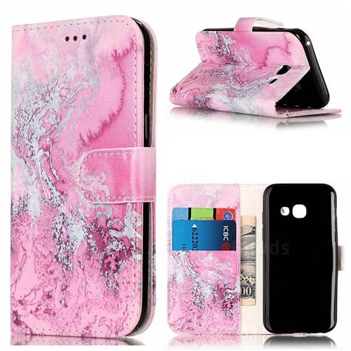 Pink Seawater PU Leather Wallet Case for Samsung Galaxy A5 2017 A520