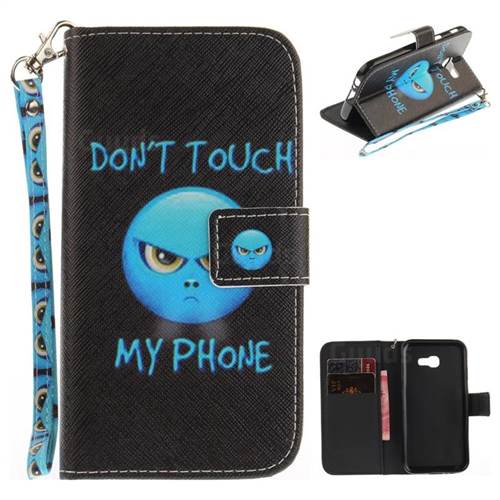 Not Touch My Phone Hand Strap Leather Wallet Case for Samsung Galaxy A5 2017 A520