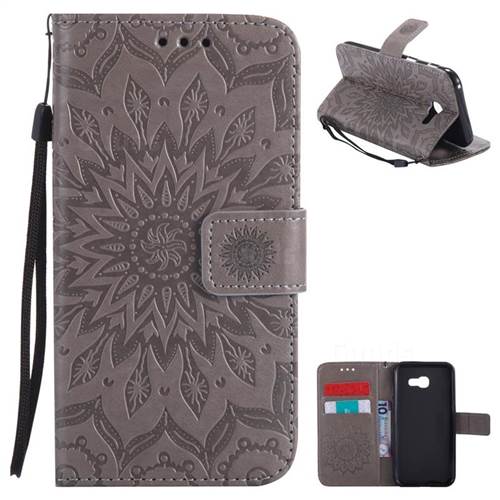 Embossing Sunflower Leather Wallet Case for Samsung Galaxy A5 2017 A520 - Gray
