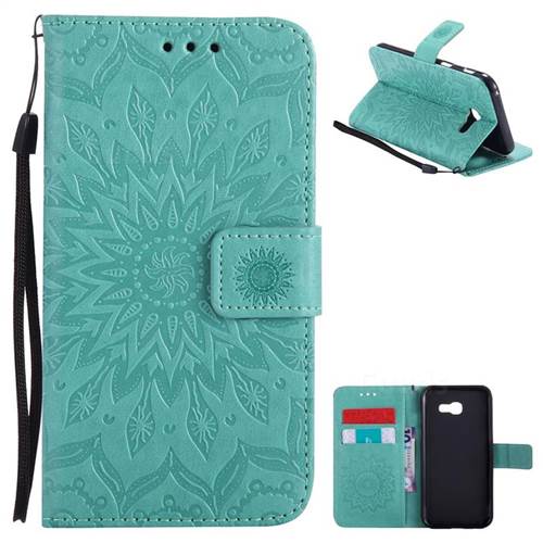 Embossing Sunflower Leather Wallet Case for Samsung Galaxy A5 2017 A520 - Green