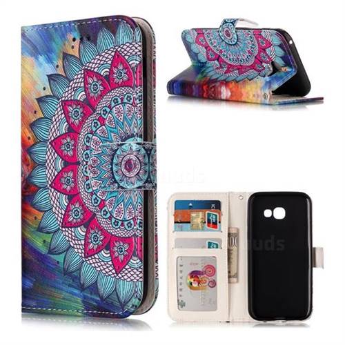 Mandala Flower 3D Relief Oil PU Leather Wallet Case for Samsung Galaxy A5 2017 A520