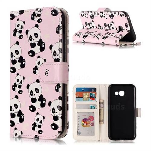 Cute Panda 3D Relief Oil PU Leather Wallet Case for Samsung Galaxy A5 2017 A520