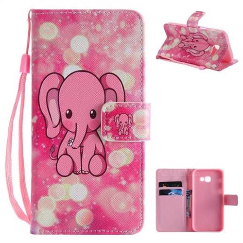 Pink Elephant PU Leather Wallet Case for Samsung Galaxy A5 2017 A520
