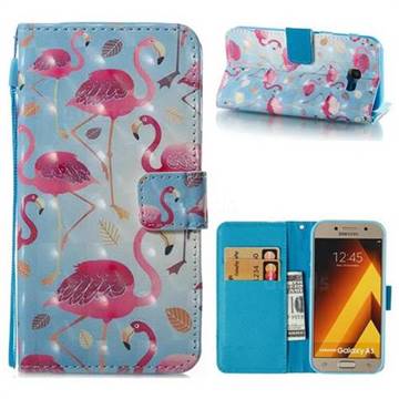 Foraging Flamingo 3D Painted Leather Wallet Case for Samsung Galaxy A5 2017 A520
