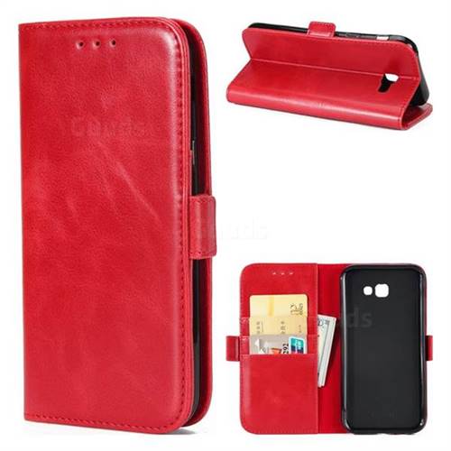 Luxury Crazy Horse PU Leather Wallet Case for Samsung Galaxy A5 2017 A520 - Red