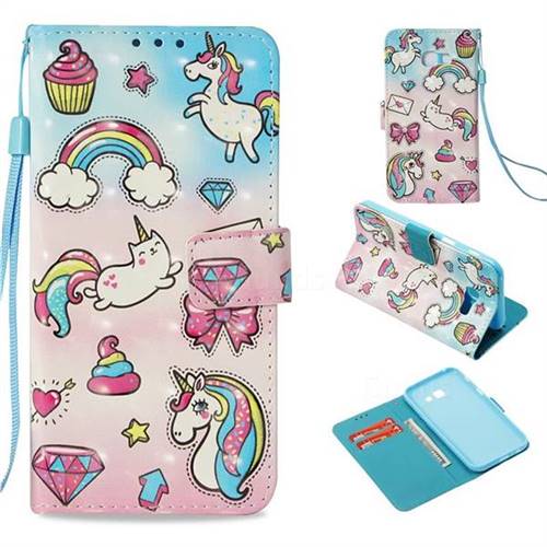 Diamond Pony 3D Painted Leather Wallet Case for Samsung Galaxy A5 2017 A520