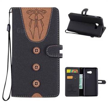 Ladies Bow Clothes Pattern Leather Wallet Phone Case for Samsung Galaxy A5 2017 A520 - Black