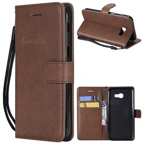 Retro Greek Classic Smooth PU Leather Wallet Phone Case for Samsung Galaxy A5 2017 A520 - Brown