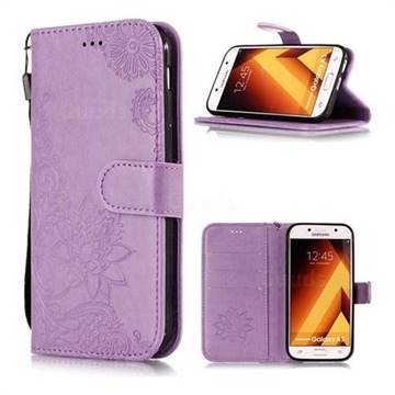 Intricate Embossing Lotus Mandala Flower Leather Wallet Case for Samsung Galaxy A5 2017 A520 - Purple