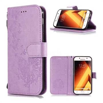 Intricate Embossing Dandelion Butterfly Leather Wallet Case for Samsung Galaxy A5 2017 A520 - Purple