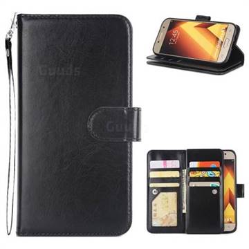 9 Card Photo Frame Smooth PU Leather Wallet Phone Case for Samsung Galaxy A5 2017 A520 - Black