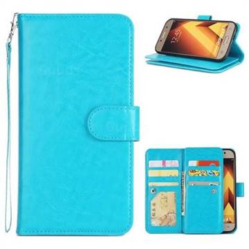 9 Card Photo Frame Smooth PU Leather Wallet Phone Case for Samsung Galaxy A5 2017 A520 - Blue