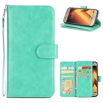 9 Card Photo Frame Smooth PU Leather Wallet Phone Case for Samsung Galaxy A5 2017 A520 - Mint Green