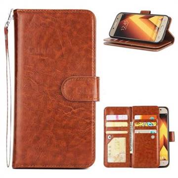 9 Card Photo Frame Smooth PU Leather Wallet Phone Case for Samsung Galaxy A5 2017 A520 - Brown