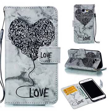Marble Heart PU Leather Wallet Phone Case for Samsung Galaxy A5 2017 A520 - Black