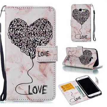 Marble Heart PU Leather Wallet Phone Case for Samsung Galaxy A5 2017 A520 - Purple