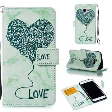 Marble Heart PU Leather Wallet Phone Case for Samsung Galaxy A5 2017 A520 - Green