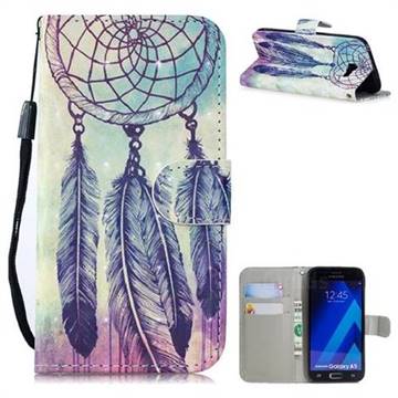 Feather Wind Chimes 3D Painted Leather Wallet Phone Case for Samsung Galaxy A5 2017 A520