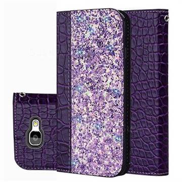 Shiny Crocodile Pattern Stitching Magnetic Closure Flip Holster Shockproof Phone Cases for Samsung Galaxy A5 2017 A520 - Purple