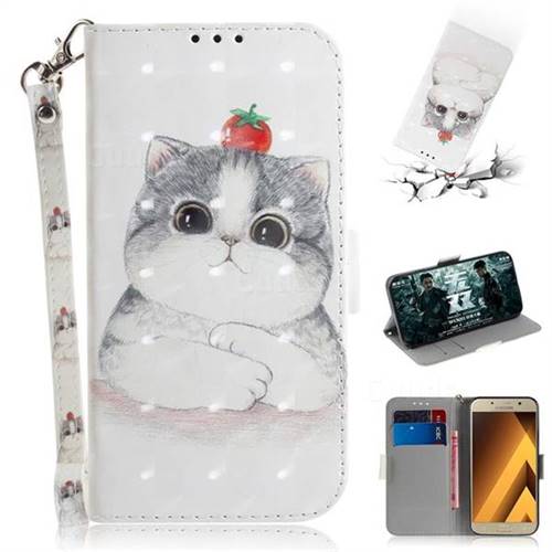 Cute Tomato Cat 3D Painted Leather Wallet Phone Case for Samsung Galaxy A5 2017 A520