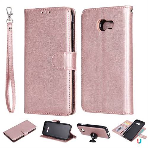 Retro Greek Detachable Magnetic PU Leather Wallet Phone Case for Samsung Galaxy A5 2017 A520 - Rose Gold