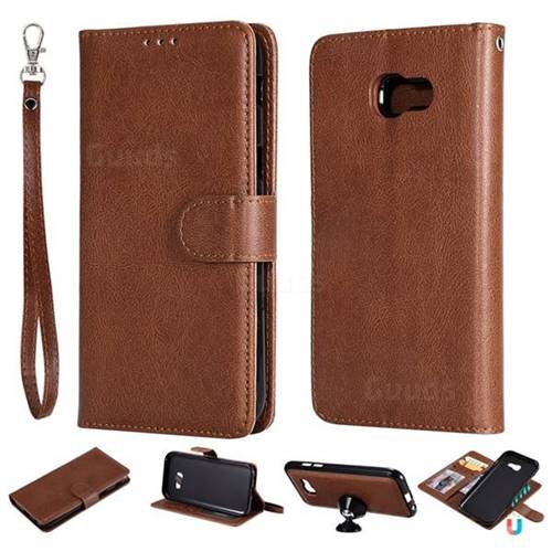 Retro Greek Detachable Magnetic PU Leather Wallet Phone Case for Samsung Galaxy A5 2017 A520 - Brown